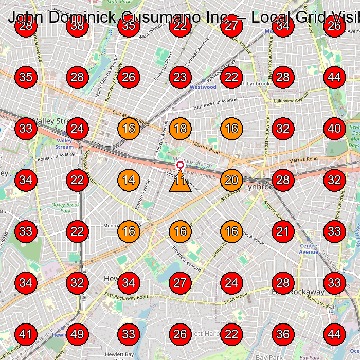 John Dominick Cusumano Inc. GeoGrid visibility map for General Contractor in Valley Stream